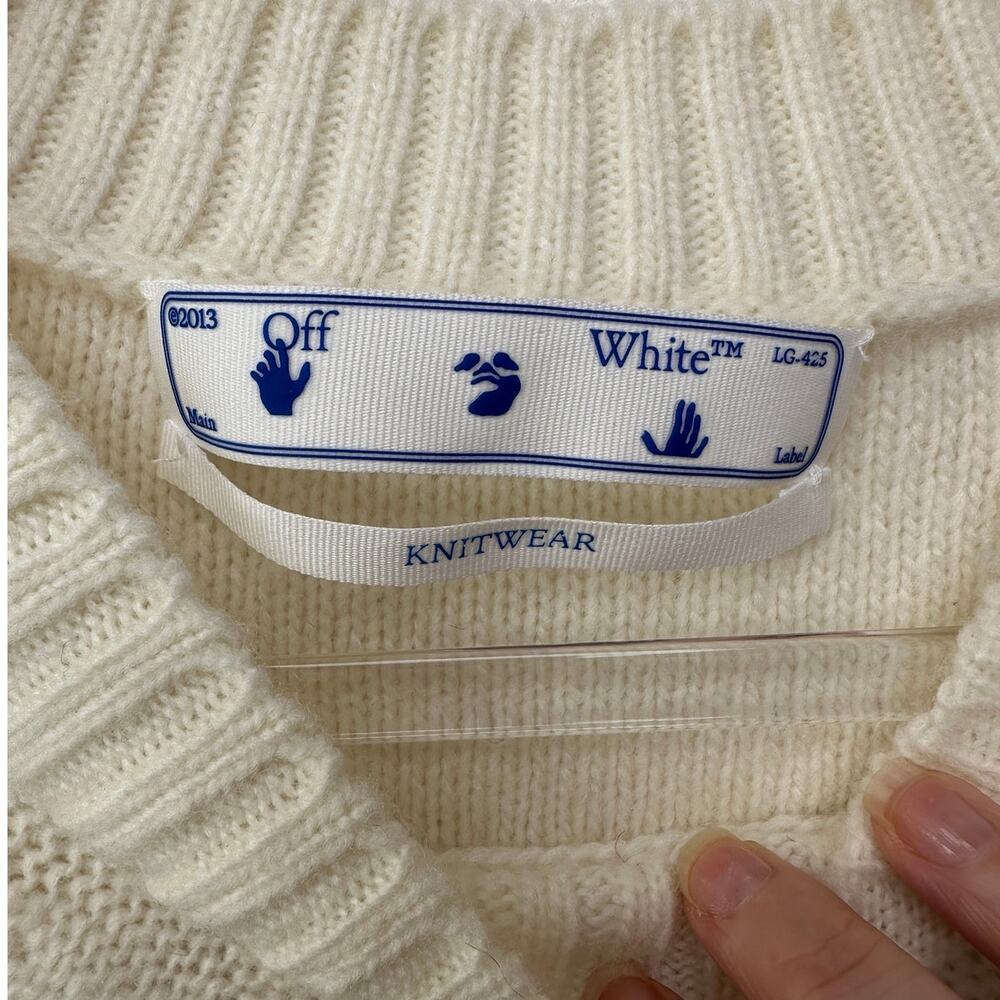 Off-White Reverse Arrow Diag Knit Crew Sweater Wh… - image 5